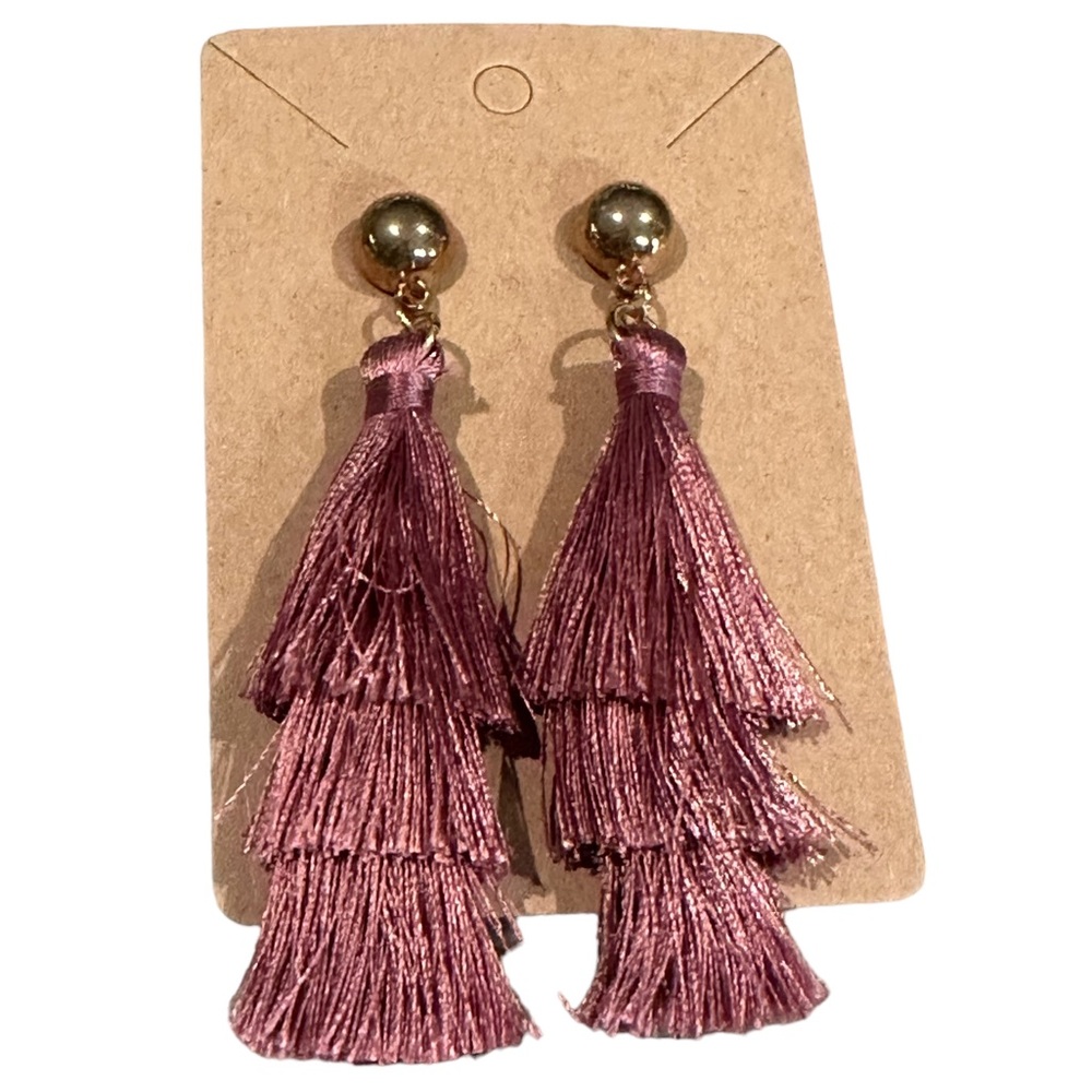 Blush Rose Tiered Fringe Drop Earrings